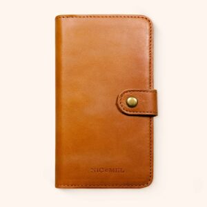 Andrew plånboksfodral i brunt läder till iPhone - iPhone 12 Mini, Cognac